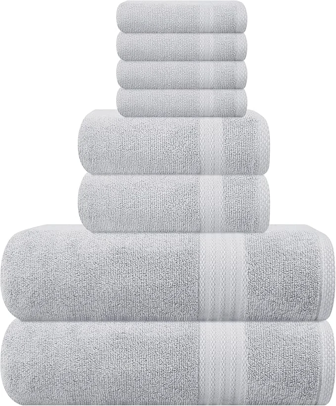 Carefully Designed GLAMBURG Ultra Soft 8 Piece Towel Set Sophisticated