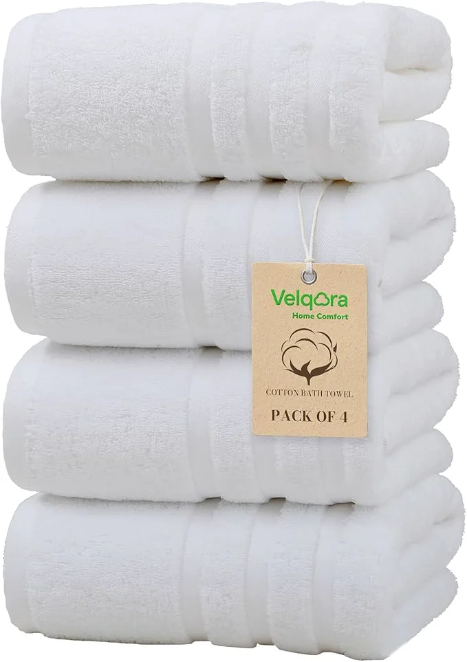 Optimized Bath Towels 4 Pack Large 30 x 60 Inches Cotton Towels Comfortable Solid