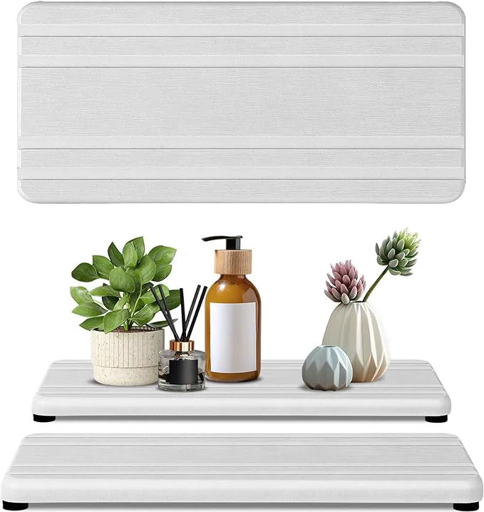 Trendy 2PCS Water Absorbing Stone Tray Quick Drying Stone Sink Tray Water Absorbent Unique