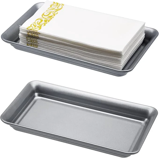 Pure Vintage Farmhouse Decor Metal Vanity Tray Countertop Guest Hand Towel Storage Comfortable