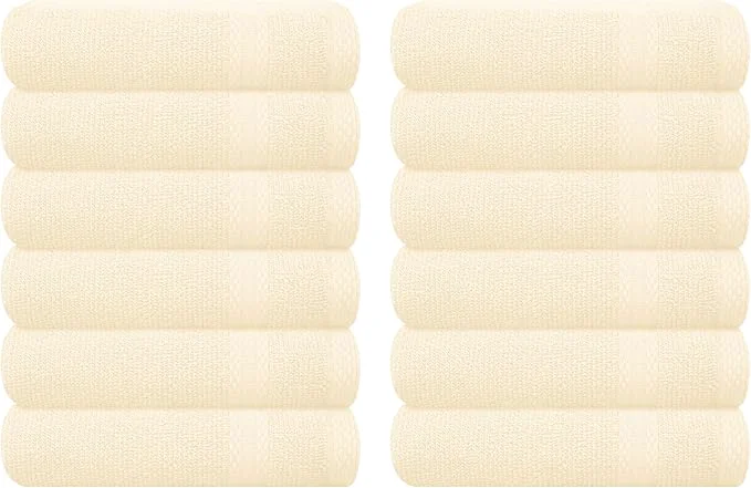 Premium Material GLAMBURG Ultra Soft 12-Piece Washcloths Set 13×13- Ringspun Cotton Dependable