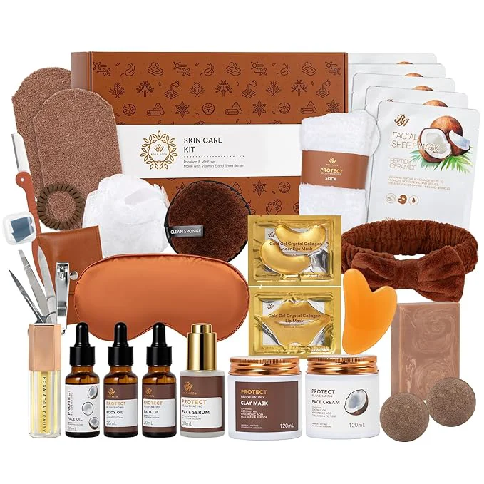 Smooth Mother’s Day Gifts Coconut 32 Pcs Facial Skin Care Kit Home Spa Self-Care Organic