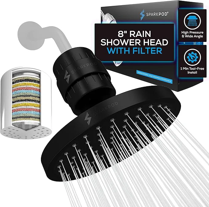 Enhanced SparkPod Luxury Filtered Shower Head Set 23 Stage Shower Filter Flexible