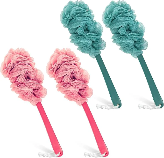 Sophisticated Back Scrubber for Shower Qewro Loofah on a Stick as Shower Brush Exfoliating Flexible