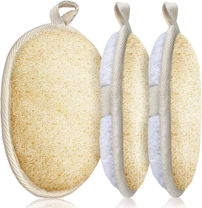 Practical 3 Packs Exfoliating Loofah Sponge Pads Large 5 x 7 – Natural Luffa and Stylish