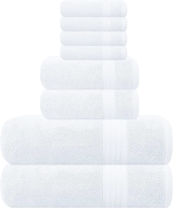 Trendy GLAMBURG Ultra Soft 8-Piece Towel Set Classic