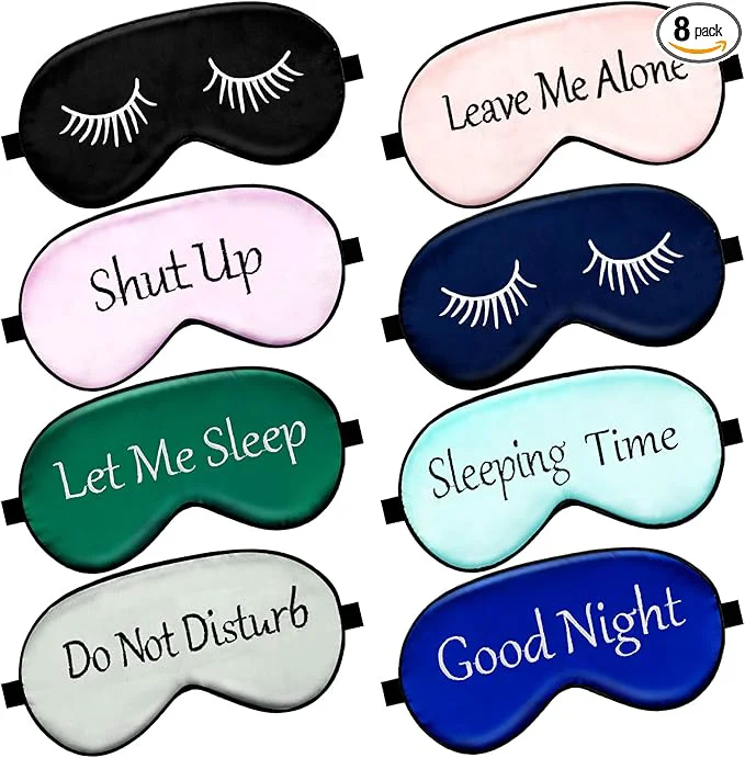 Luxury 8 Pieces Funny Sleep Mask Silk Eye Mask Versatile