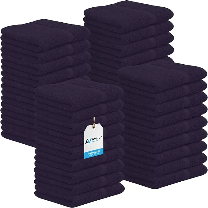 Fine Avalon Towels Cotton Washcloths – Size 12×12 Inches Ring Spun Cotton Recyclable