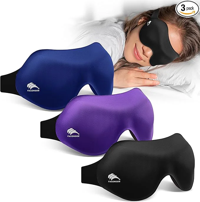 Contemporary 3 Pack Sleep Masks for Side Sleepers True Blackout 3D Eye Mask for Sleeping Sustainable