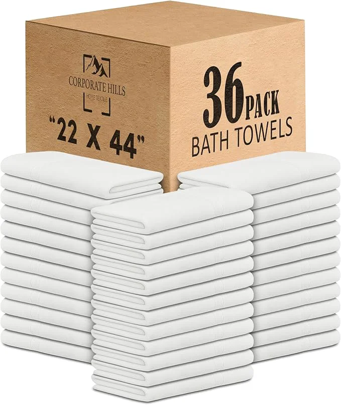 Effective CH White Bath Towels Bulk Pack of 36 – Pure Cotton Lightweight Absorbent Powerful