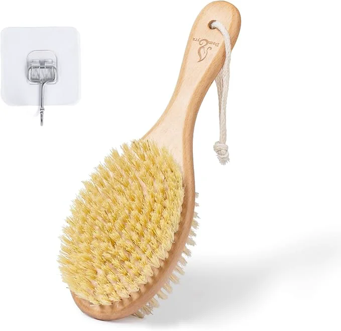 High-End Short-Handle Dual-Sided Bath Massage Brush Soft Boar Firm Sisal Bristles Next-Generation