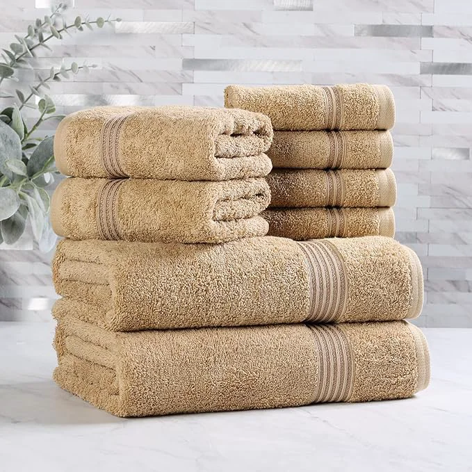 Easy-to-Use Superior Egyptian Cotton 8-Piece Towel Set Guest Bath Decor Essentials Excellent