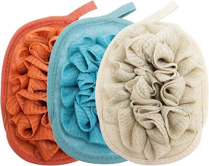 High-Quality 3 Pack Body Sponge Brushes Pouf Mesh Brush Shower Glove Smart