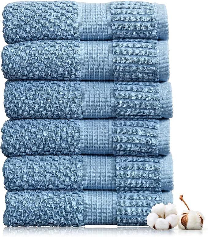 Genuine NY Loft Cotton Hand Towel 6 Pack Super Soft Absorbent Quick-Dry Hand Outstanding