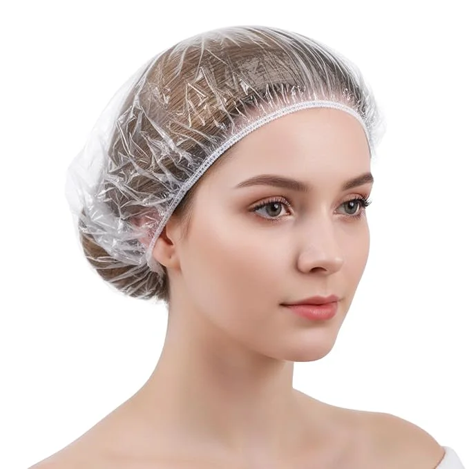 Optimized Disposable Shower Caps Large Plastic Clear Hair Cap Thickened Safe