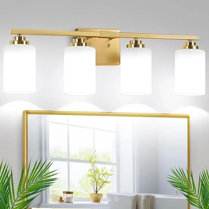 Powerful 4-Light Bathroom Light Fixtures Classic Wall Light Fixture Soft