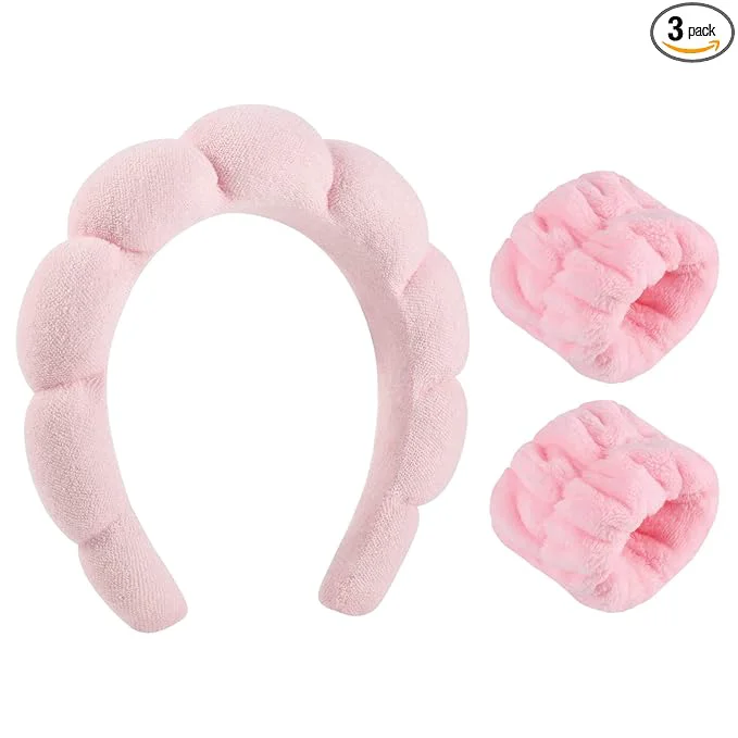 Breathable WSICSE Sponge Pink Spa Headband Superior
