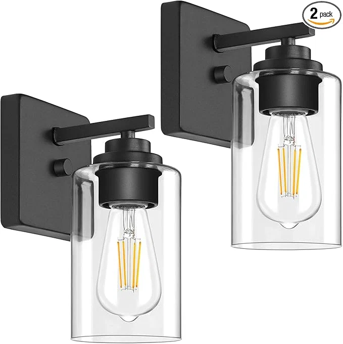 Fashionable Set of 2 Wall Sconces for Bathroom Modern Vanity Light Fixtures Matte Black Sophisticated