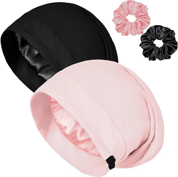 Original Satin Bonnet for Sleeping Night Cap Adjustable Satin Lined Silk Bonnets Sleep Solid