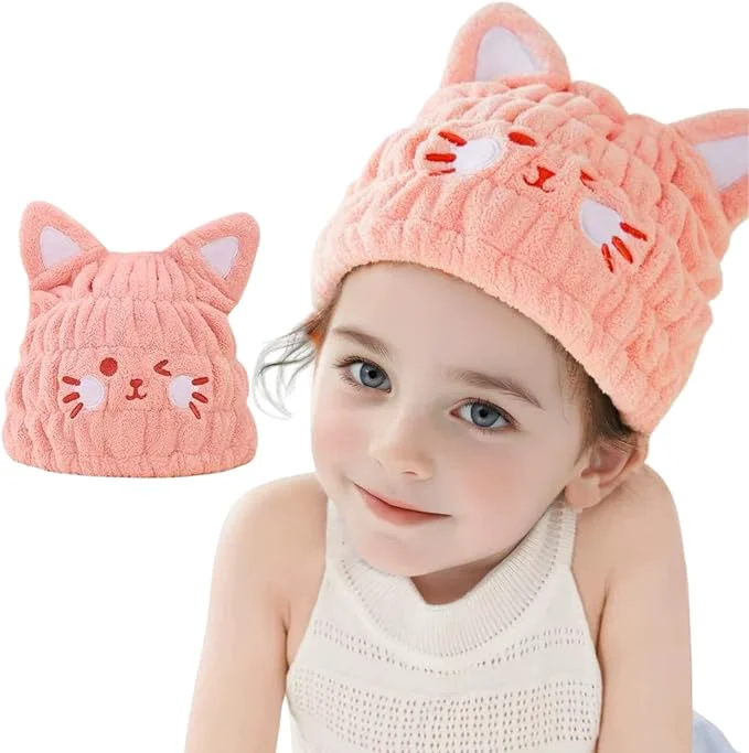 Solid Microfiber Hair Towel Wrap for Kids Absorbent Quick Girls Boys Hair Drying Traditional