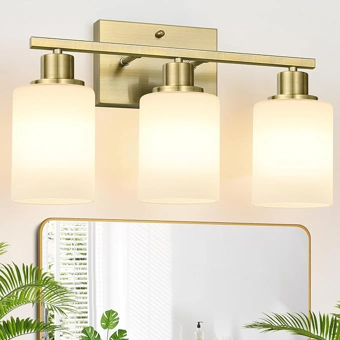Proven MOKATNG 3-Light Bathroom Light Fixtures Aged Brass Vanity Light World-Class