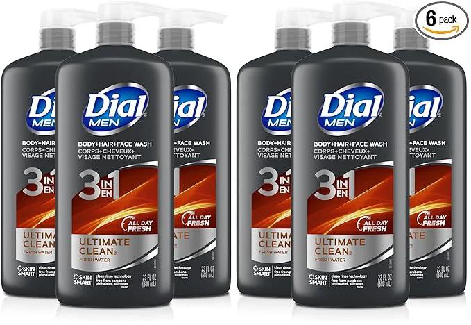 Fine Crafted Dial Men 3 in 1 Body Hair and Face Wash 16 Fl Oz Cleanses Deep Gentle on High-Grade
