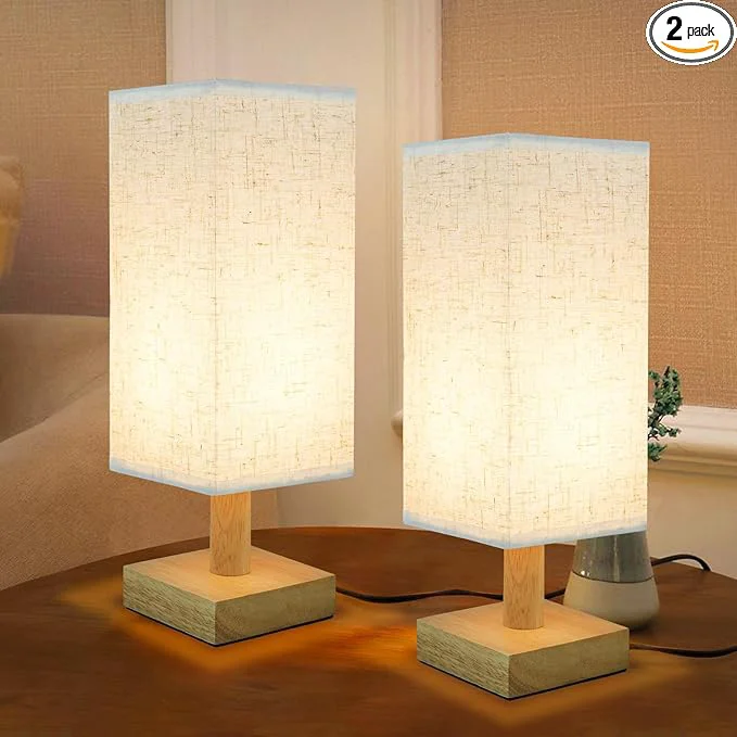 Premium Material SEENSINY Small Bedside Table Lamps Set of 2 Minimalist Nightstand Lamp Set of 2 Classic
