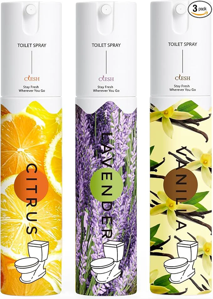 Next-Generation Travel Size Toilet Spray Bathroom Odor Eliminator 3 Pack 1 fl oz Each Safe