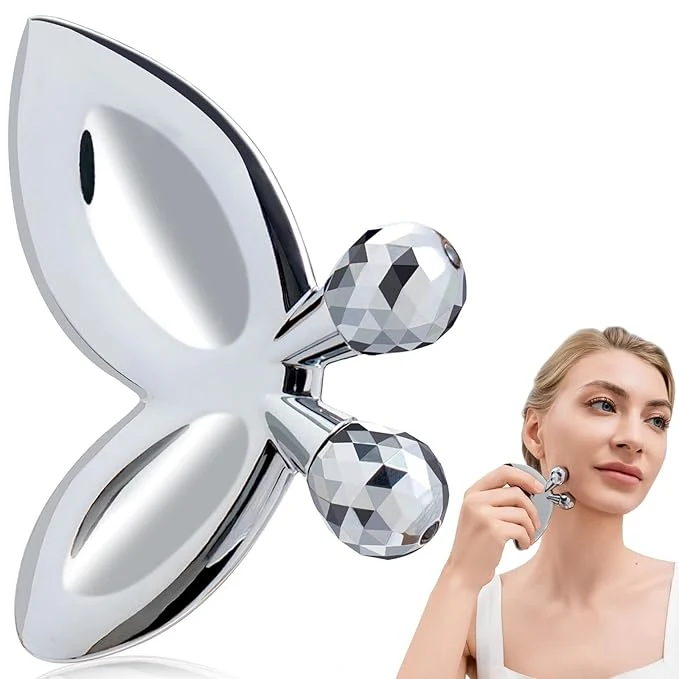 User-Friendly Stainless Steel Gua Sha Facial Tools 3D Butterfly Facial Roller Natural