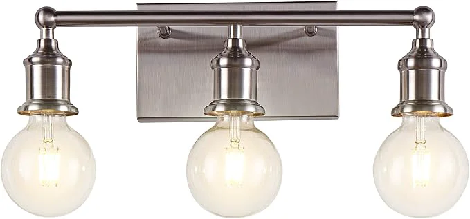 Original Design 3-Light Vanity Light Fixture Modern Brushed Nickel Wall Sconce Light Fixture Secure
