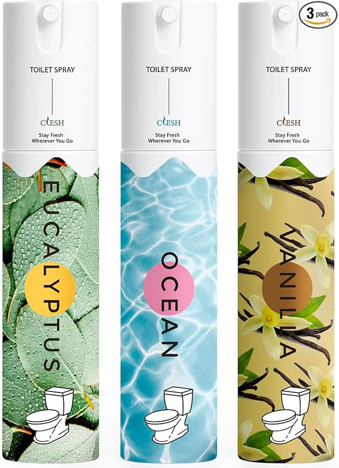 Contemporary Travel Size Toilet Spray Bathroom Odor Eliminator 3 Pack 1 fl oz Each Luxury