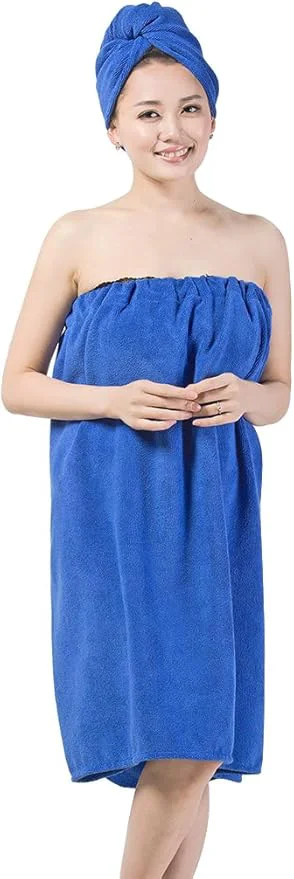 Exceptional FakeFace Women Absorbent Microfiber Bath Towel Body Wrap Set Gym Spa Robe Dry Safe