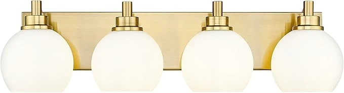 Environmentally Friendly Bathroom Light Fixtures 4 Light Brushed Gold Vanity Light 26 Inch Modern Wall User-Friendly