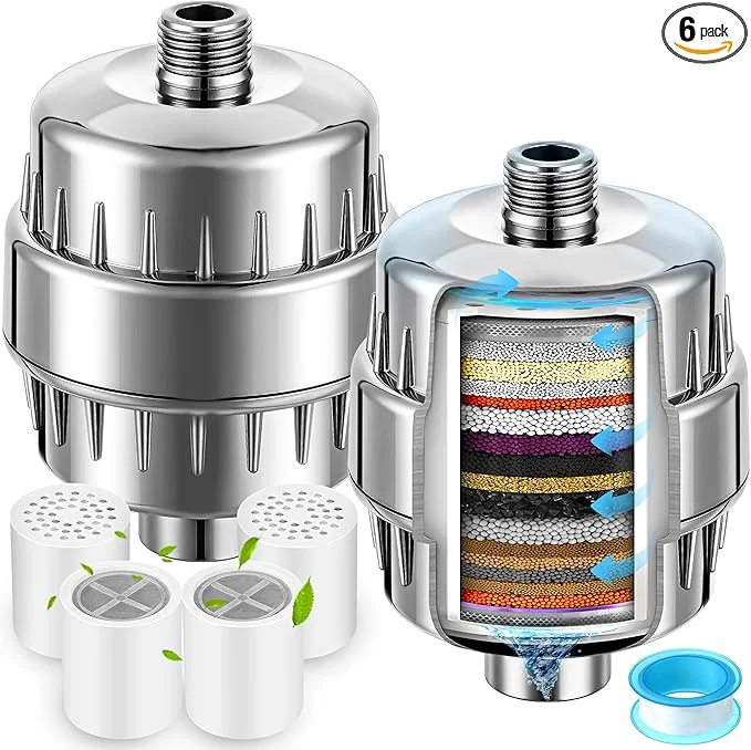 Sustainable 2 Pcs Shower Filter with 4 Pack 20 Stage Shower Filter Heavy Duty Detailed