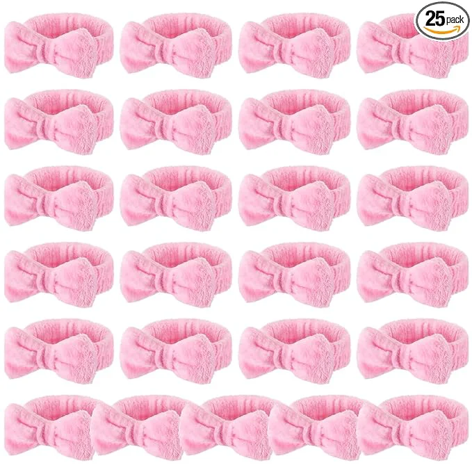 Sustainable 25 Pcs Pink Spa Headband Bulk Pink Makeup Headbands Original