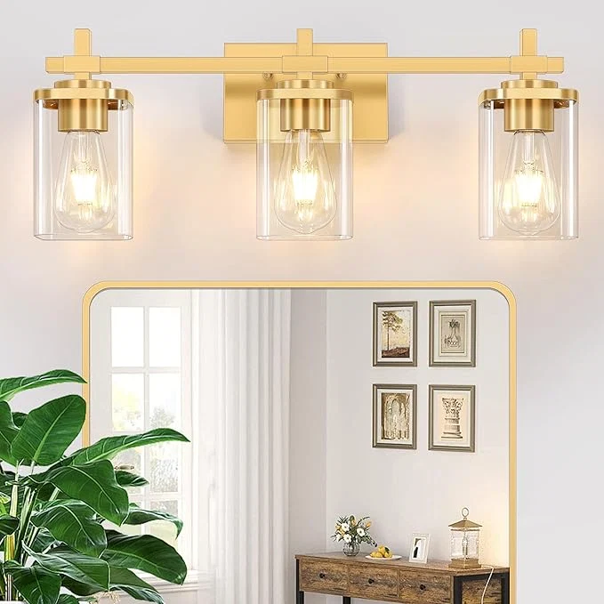 Reusable 3-Lights Gold Bathroom Light Fixtures Bathroom Vanity Light Over Mirror Genuine