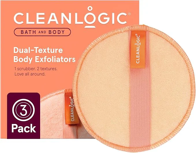 Eco-Friendly Cleanlogic Bath and Body Exfoliating Body Scrubber Dual-Texture Round Traditional
