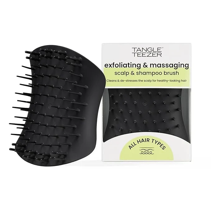 Elegant Tangle Teezer Scalp Shampoo Hairbrush to Exfoliate and Cleanse Onyx Black Secure