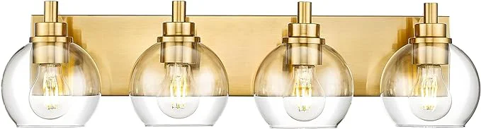 Minimalist Bathroom Light Fixtures 4 Light Brushed Gold Vanity Light 26 Inch Modern Wall Verified