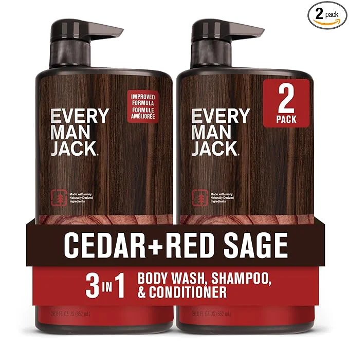 Functional Every Man Jack Cedar Red Sage Mens 3-in-1 All Over Wash High-Performance