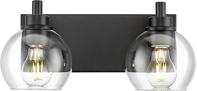 Traditional Bathroom Light Fixtures 2 Light Matte Black Vanity Light Modern Wall Sconces Stylish