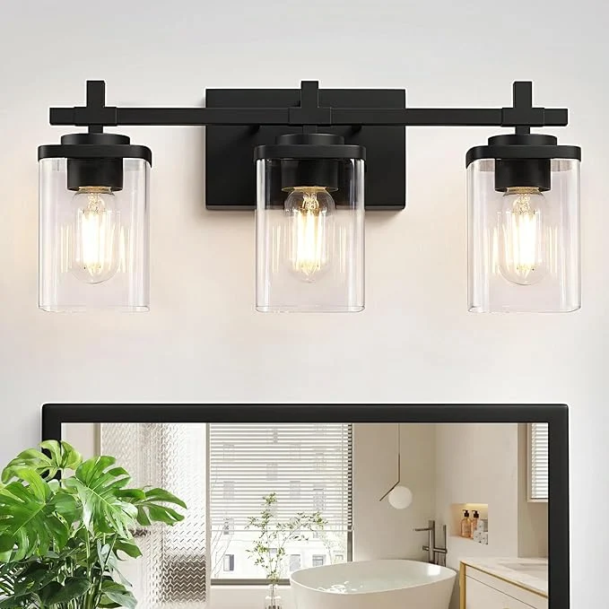 High-Grade 3-Lights Bathroom Vanity Light Fixtures Modern Black Vanity Lights Over Mirror Original