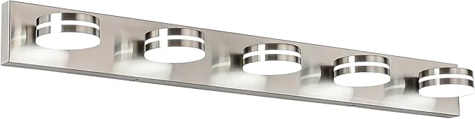 Comfortable Brushed Nickel Bathroom Light Fixtures Over Mirror 5-Light Bathroom Vanity Superior