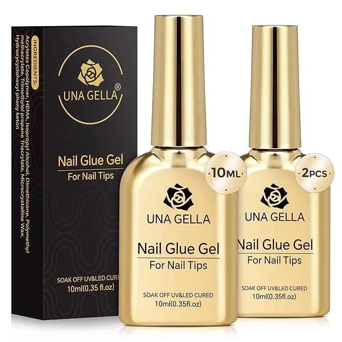 Responsible UNA GELLA 9 in 1 Gel Nail Glue for Clear Acrylic Nails Tips 2Pcs 10ml Long Powerful