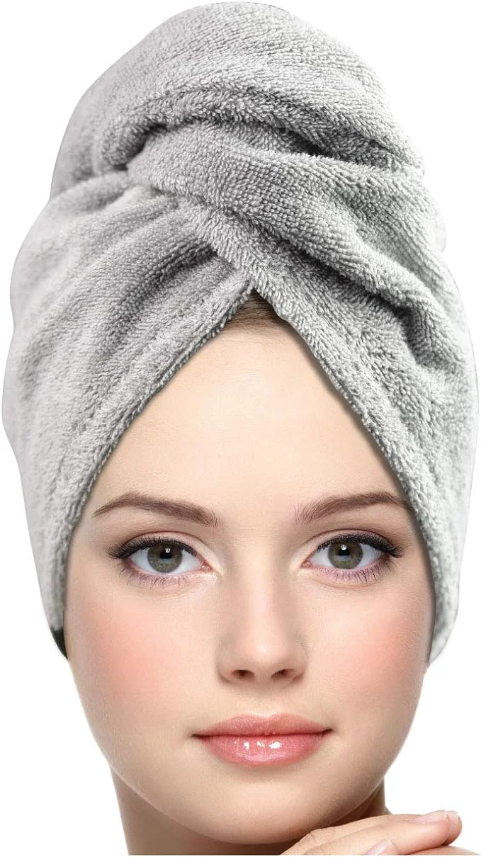 Solid KEEPOZ Hair Towel Wrap Quick Dry Cotton Super Absorbent Turban Head Wrap Consistent