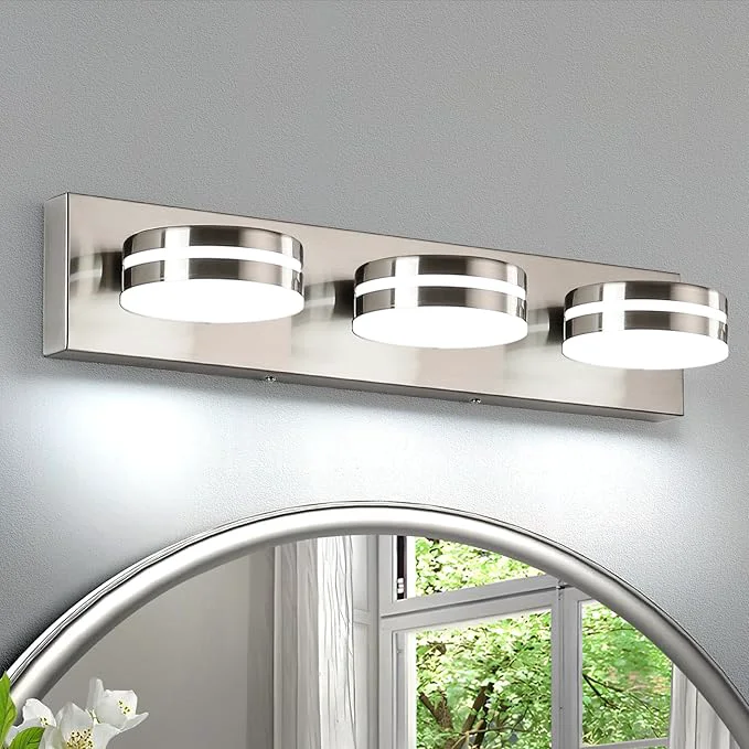 Durable 3-Light Bathroom Vanity Light Brushed Nickel Bathroom Light Fixtures Over Sophisticated