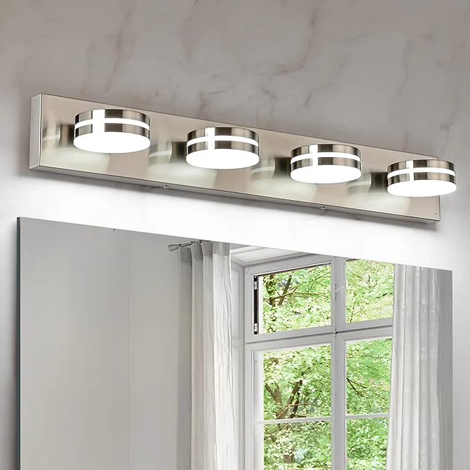 Traditional Brushed Nickel Vanity Lights for Bathroom 4-Light Bathroom Light Fixtures Over Sophisticated