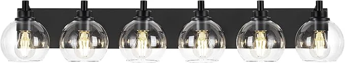 Reliable Bathroom Light Fixtures 6 Light Matte Black Vanity Light 38 Inch Modern Wall Fast