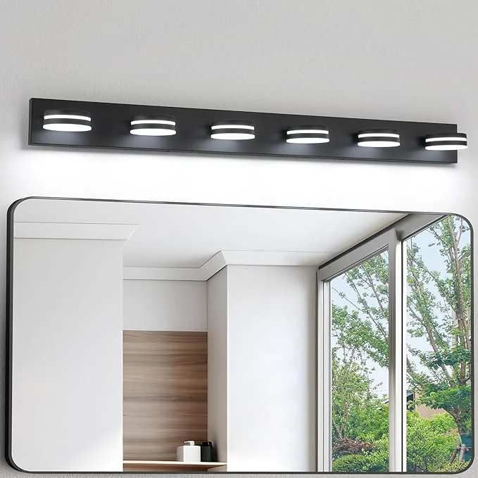 Flexible 6-Light Bathroom Vanity Light Over Mirror Matte Black LED Vanity Lighting Fast