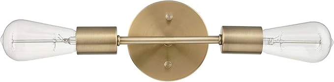Refined Globe Electric 2-Light Vanity Light Matte Brass Open Socket Horizontal Genuine